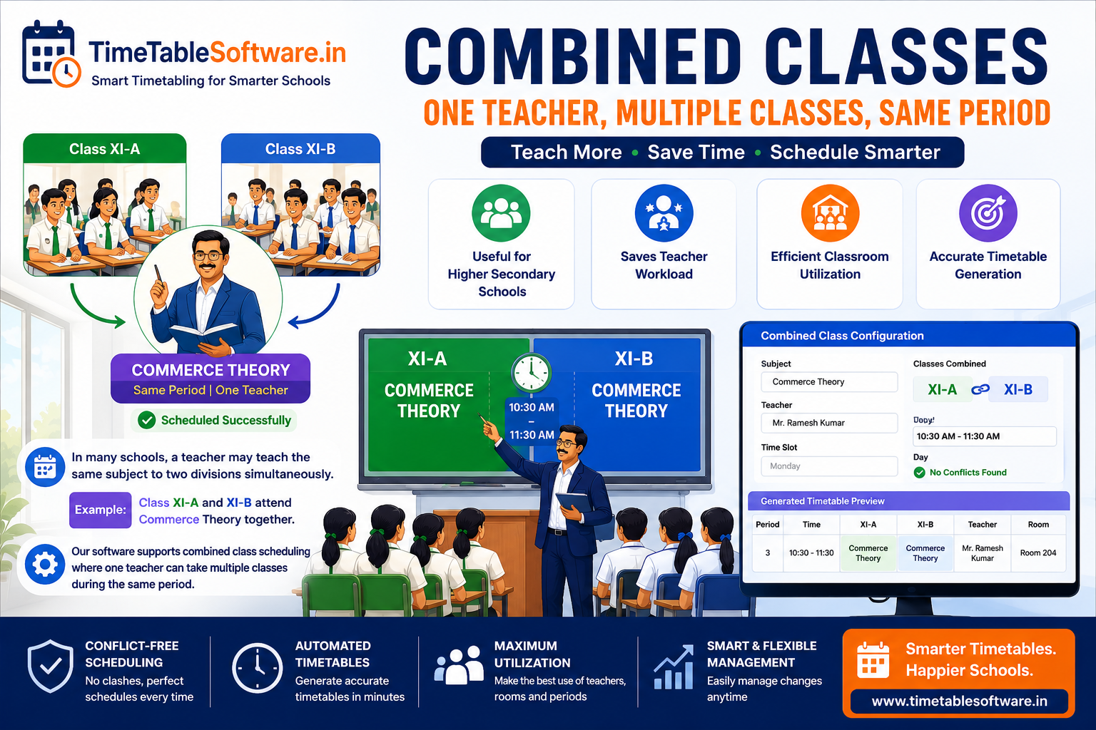 Combined Classes - School Timetable Software Screenshot