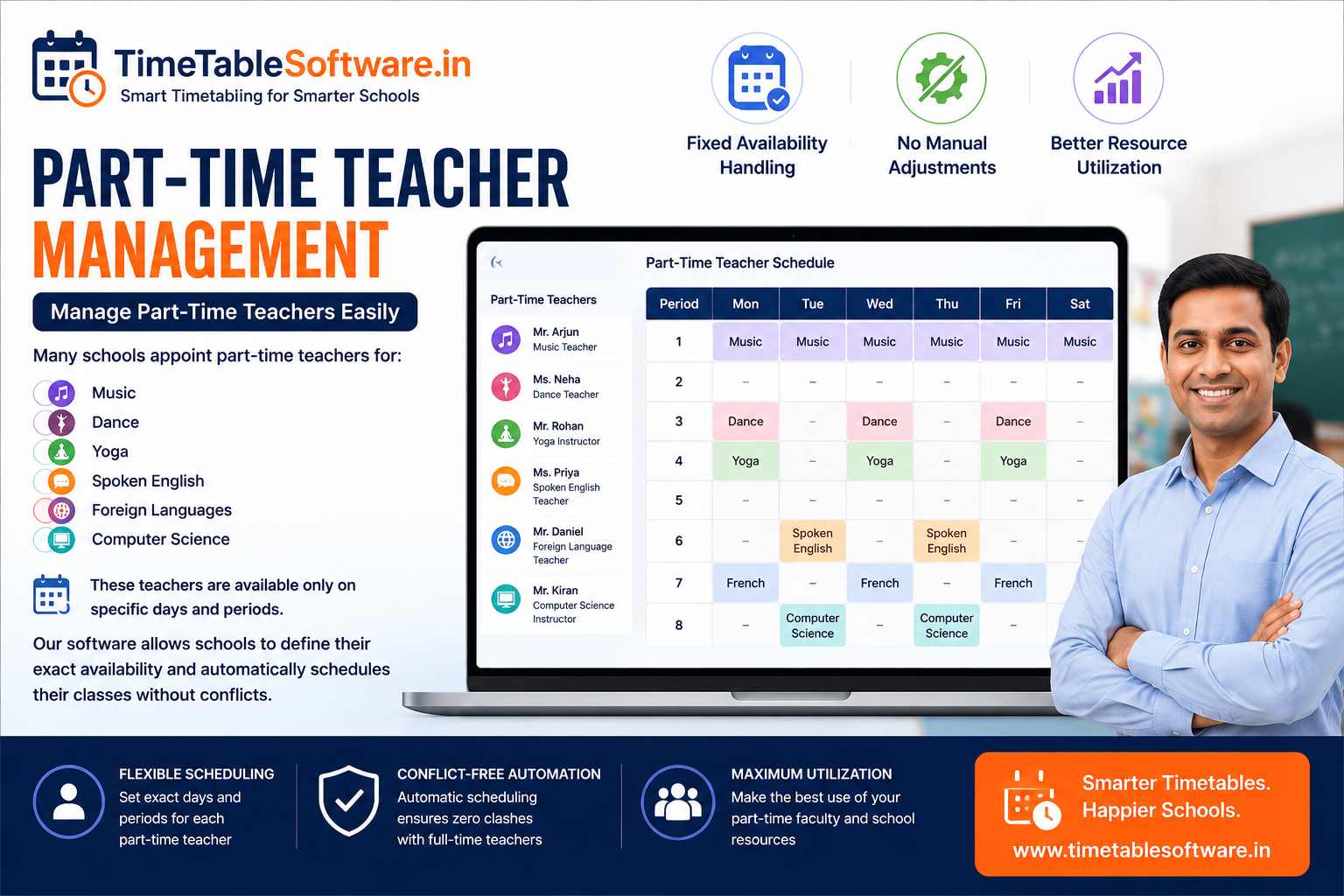 Part-Time Teacher Management - School Timetable Software Screenshot
