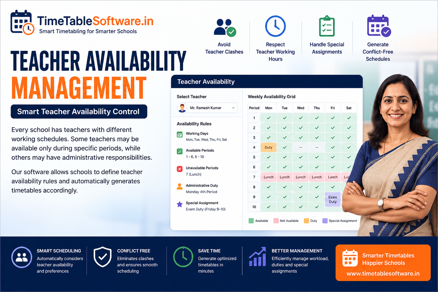 Teacher Availability Management - School Timetable Software Screenshot